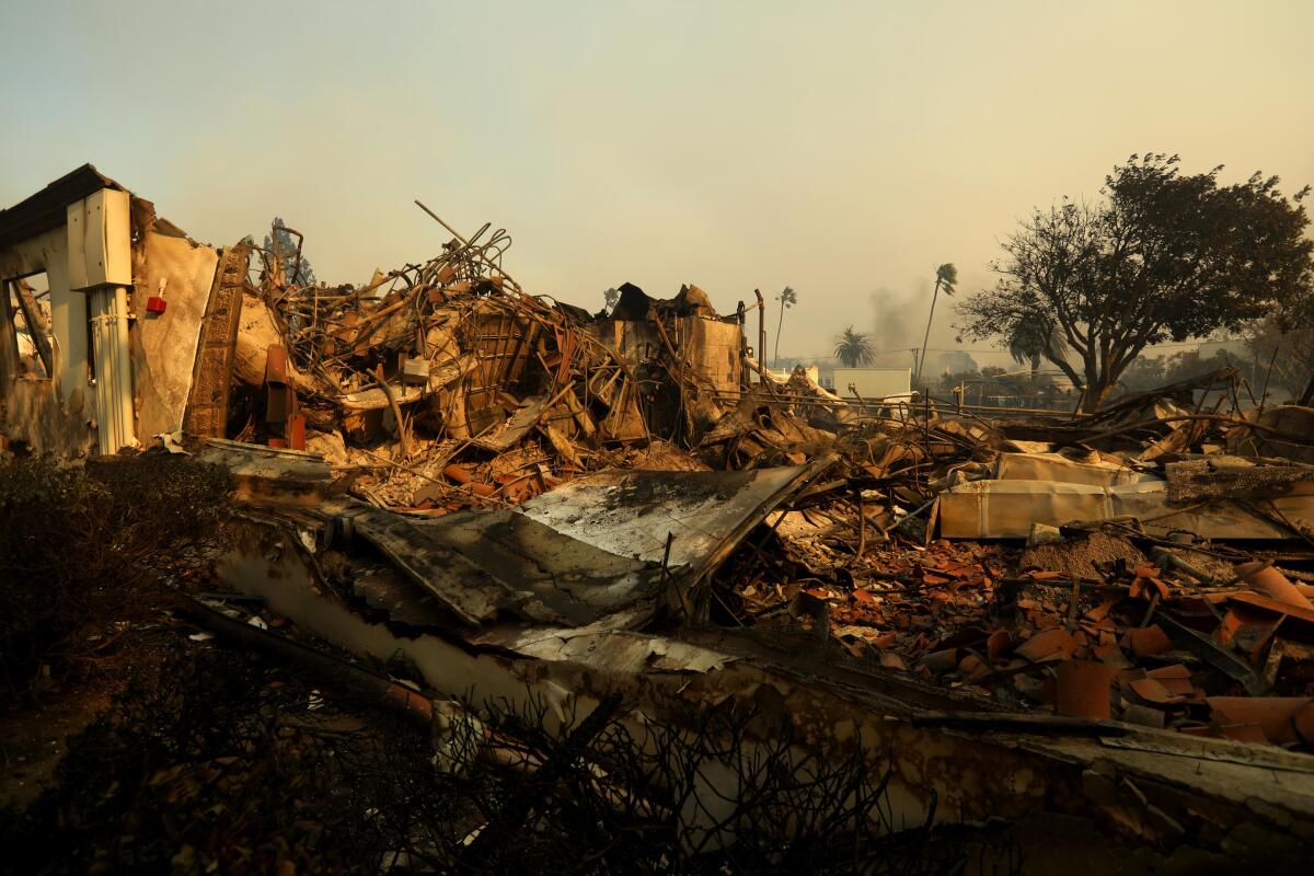 The fire-destroyed remains of a school