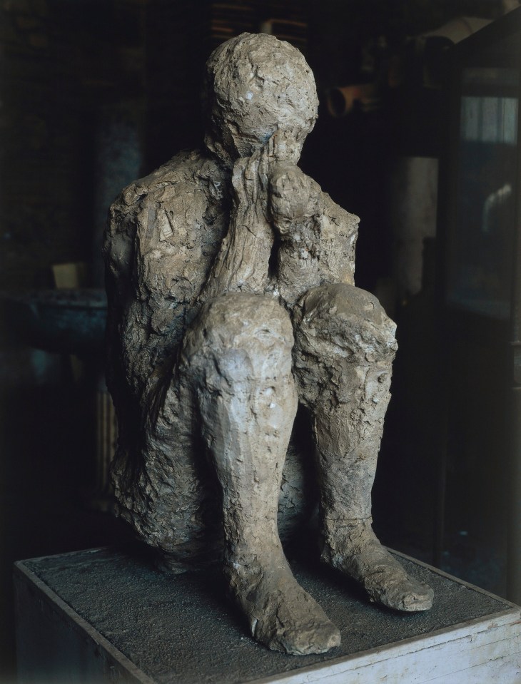 Plaster cast of a Pompeii victim from the eruption of Mount Vesuvius.