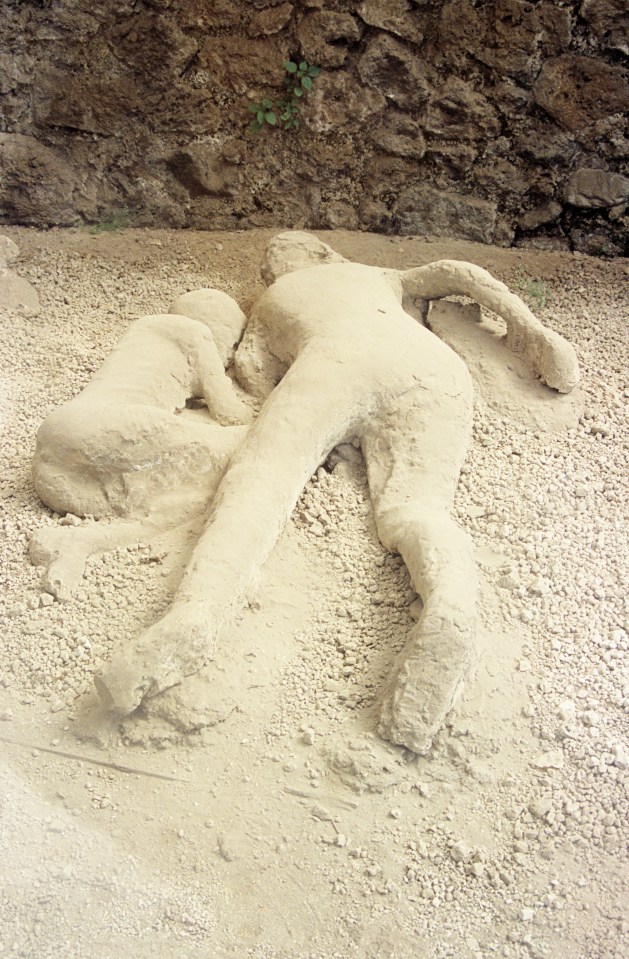 Body casts of Pompeii victims.