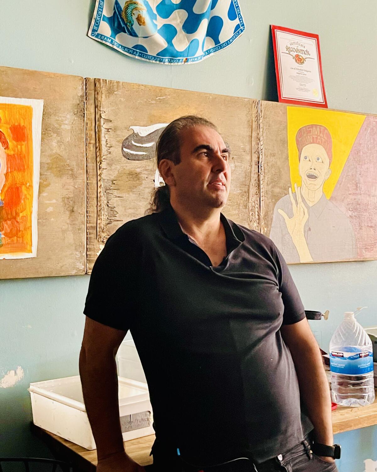 Leo Bulgarini inside his Altadena restaurant after the Eaton fire left his neighborhood nearly destroyed.