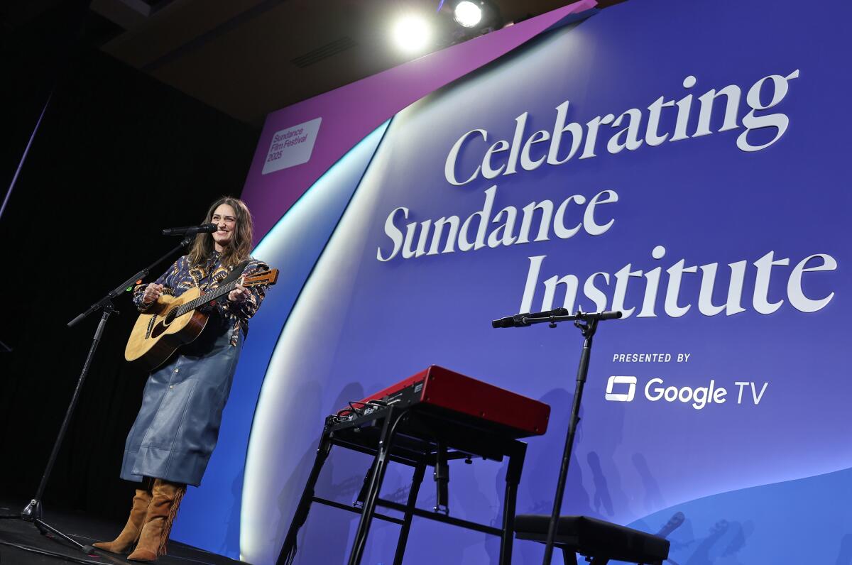 Sara Bareilles performs at the Sundance Institute gala.