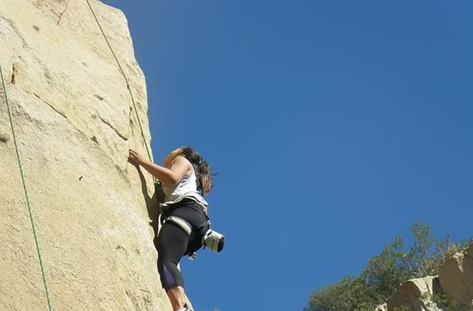 Rock climber scaling a cliff face.