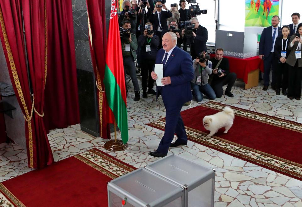 Incumbent President Alexander Lukashenko voting in Belarusian presidential election.