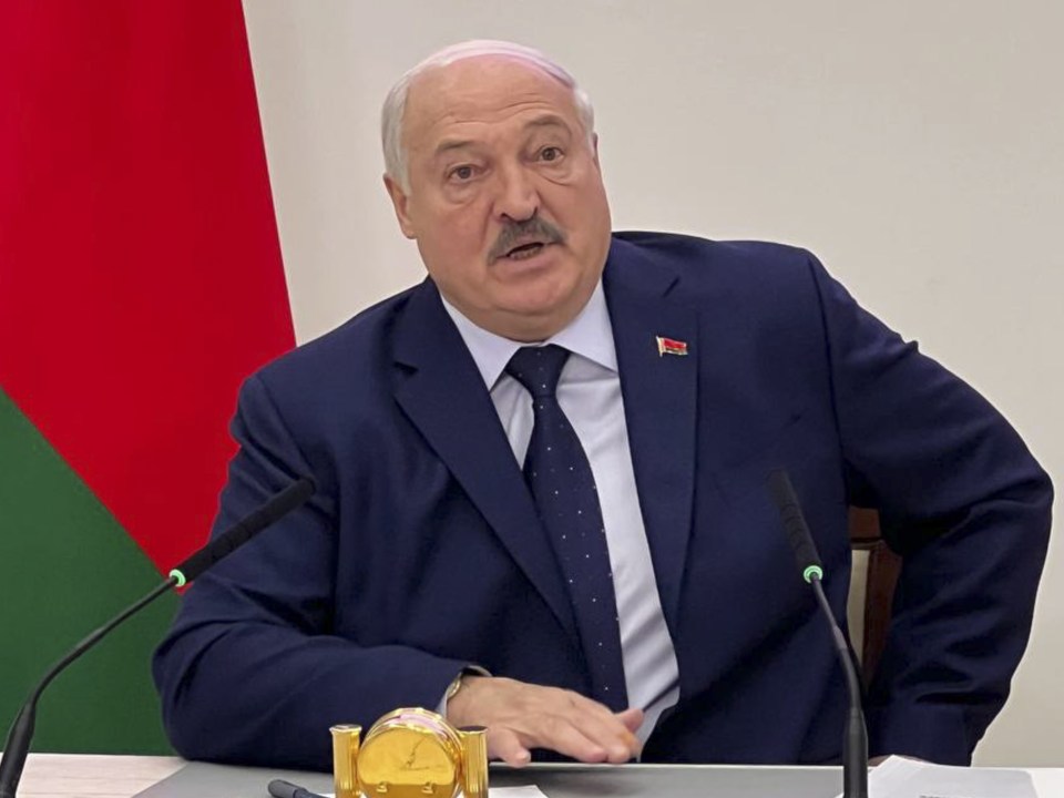 Alexander Lukashenko at a press conference.