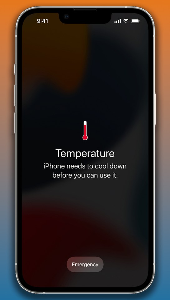 iPhone overheating message.