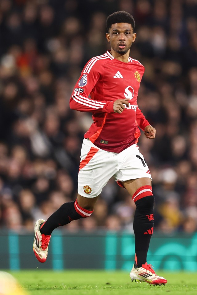 Amad Diallo of Manchester United playing in a Premier League match.