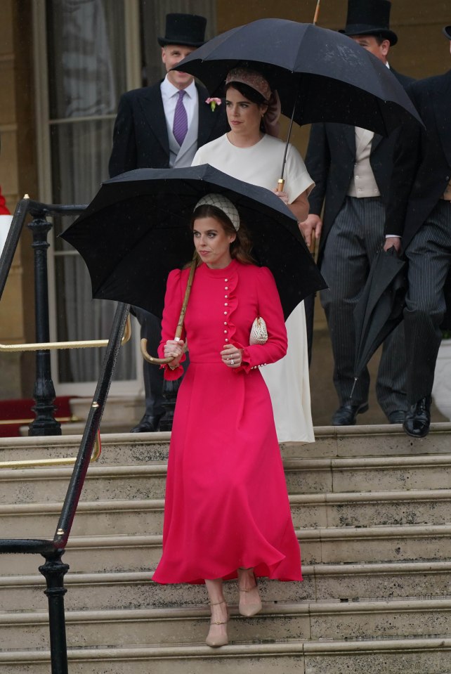 Princess Eugenie arriving at Buckingham Palace for a garden party.