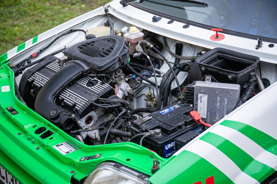 Engine bay of a record-breaking 1989 MG Metro GTI.