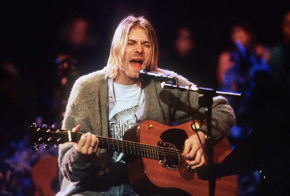 Kurt Cobain of Nirvana performing at MTV Unplugged.