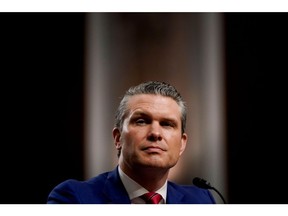 Pete Hegseth, President Donald Trump's nominee for secretary of Defense, during a Senate Armed Services Committee confirmation hearing in Washington on Jan. 14