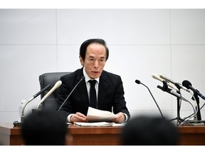 Kazuo Ueda speaks during a news conference at the central bank's headquarters in Tokyo, Japan, on Friday, Jan. 24, 2025.  Photographer: Akio Kon/Bloomberg