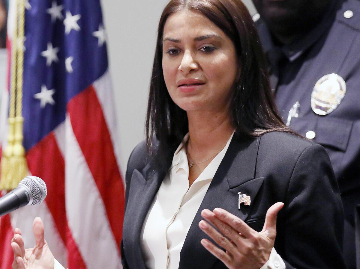 Capt. Lillian Carranza speaking at a news conference