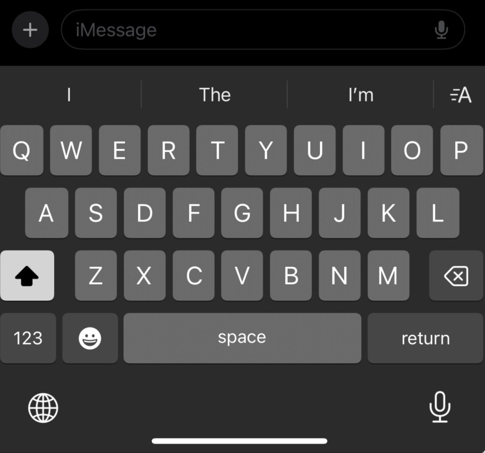 iPhone iMessage keyboard.