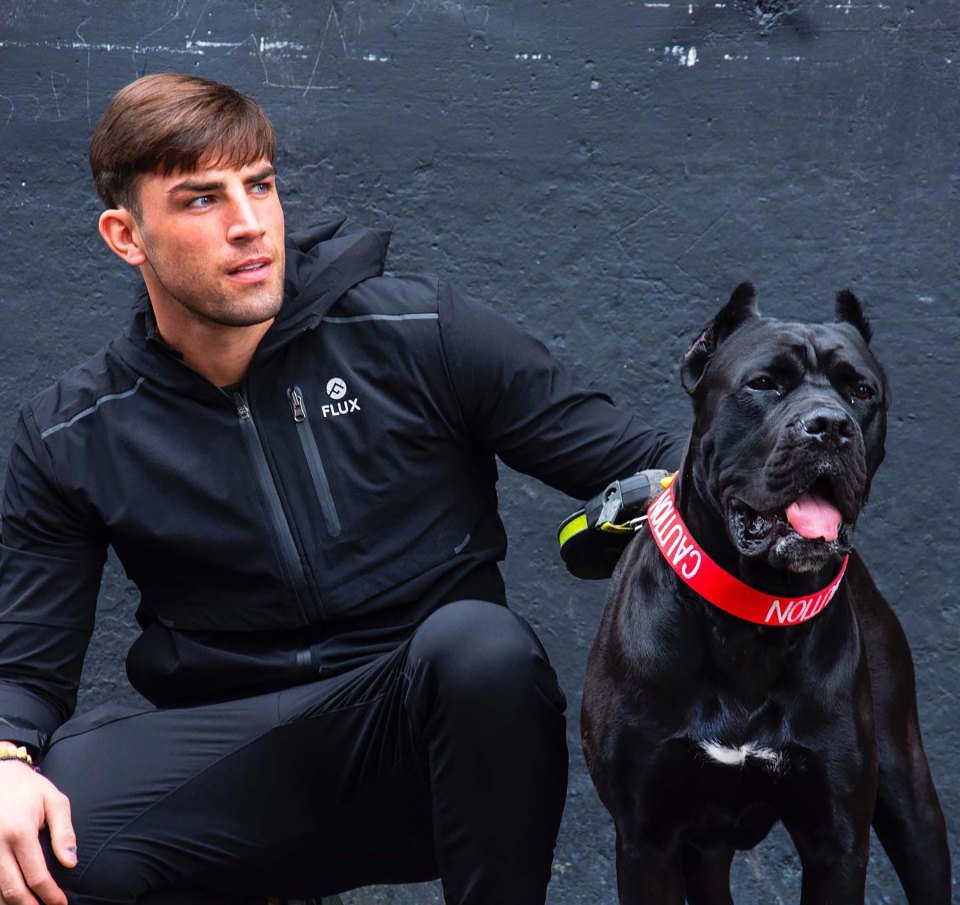 Jack Fincham with his black Cane Corso dog, Elvis.