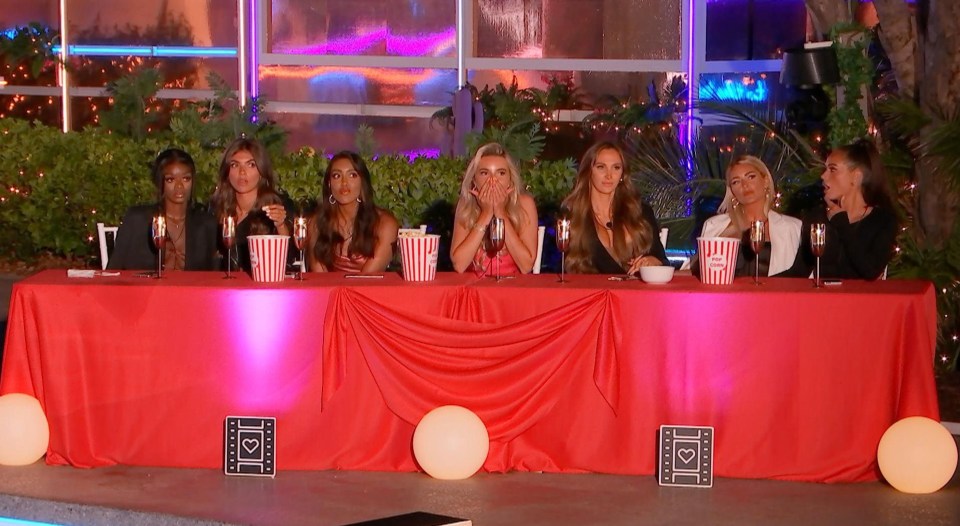 Love Island contestants at movie night.