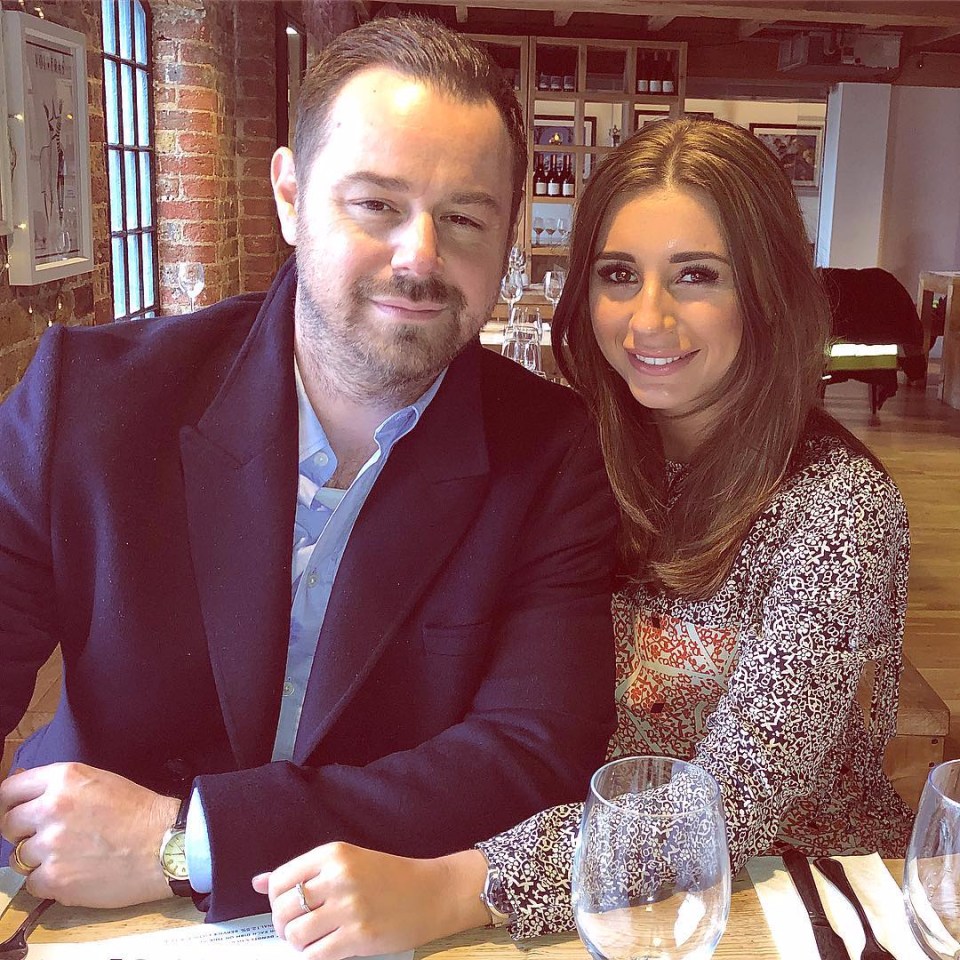 Dani Dyer and her partner at a restaurant.