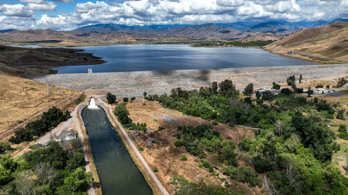 An aerial view of Schafer Dam, which feeds into the Tule River.