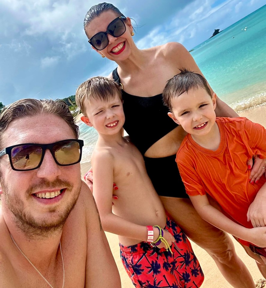 Family on a beach.