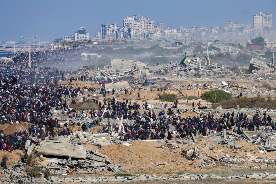 Palestinians returning to their destroyed homes in northern Gaza after a ceasefire.