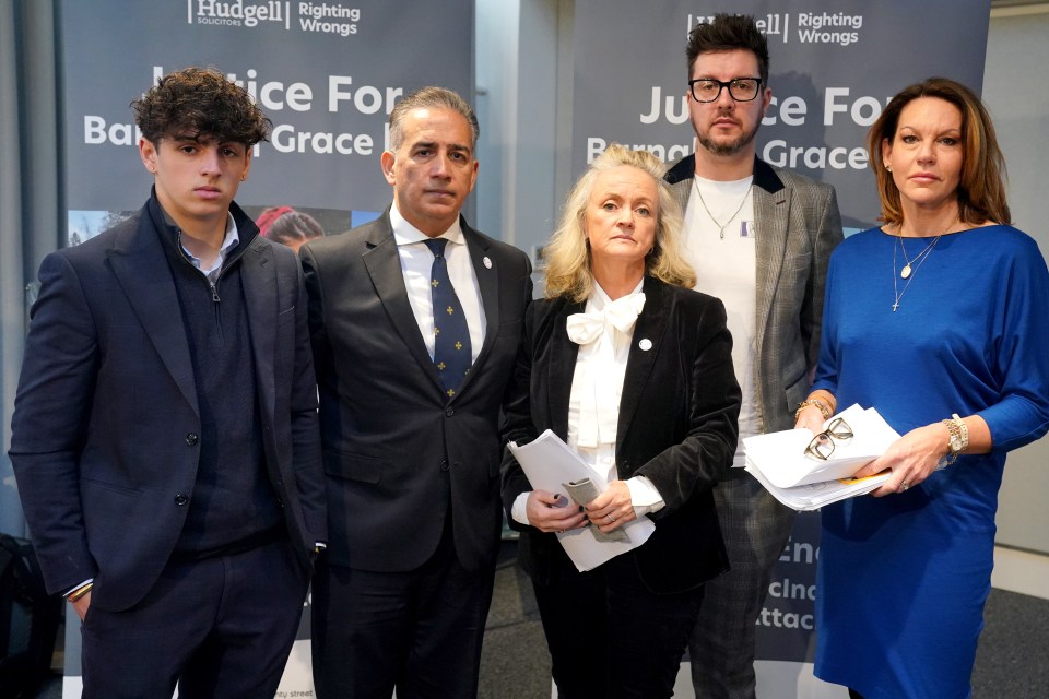 Family members of Nottingham stabbing victims at a press conference.