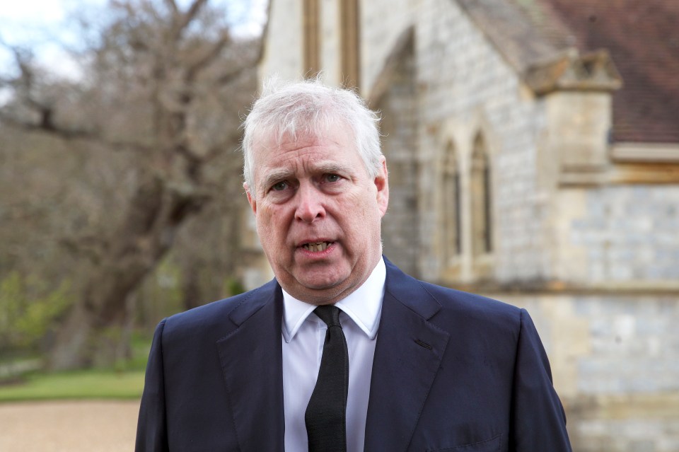 Prince Andrew, Duke of York, attending a Sunday service.