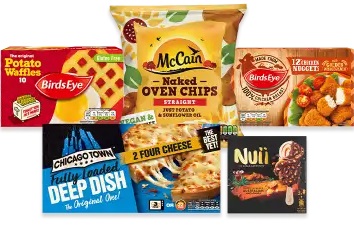 Frozen food deal: five items for £5 for members, £6 for non-members.  Includes nuggets, chips, waffles, pizza, and ice cream.