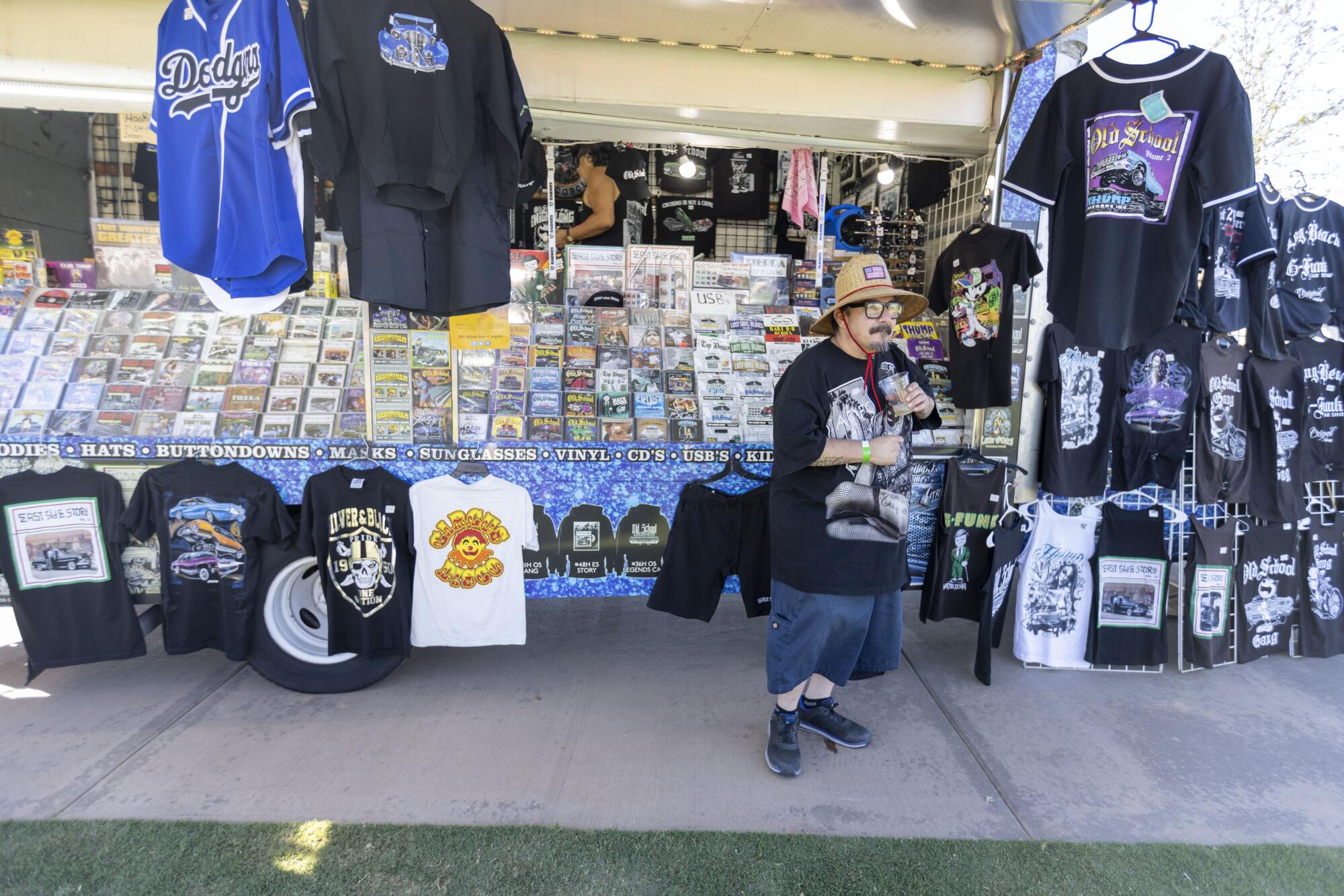 Henry Ramos dances outside the Thump Records Truck at a pop-up concert event at La Puente Park.