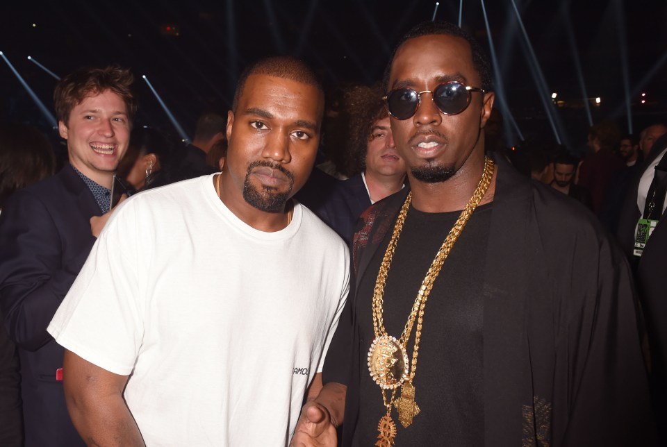 Kanye West and Sean Combs backstage at the 2016 MTV Video Music Awards.