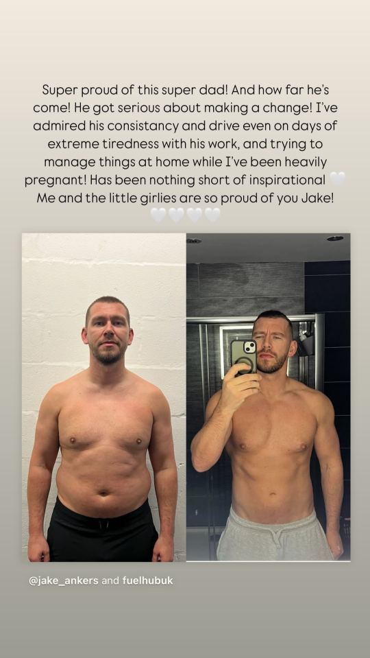 Before and after photos of a man's body transformation.