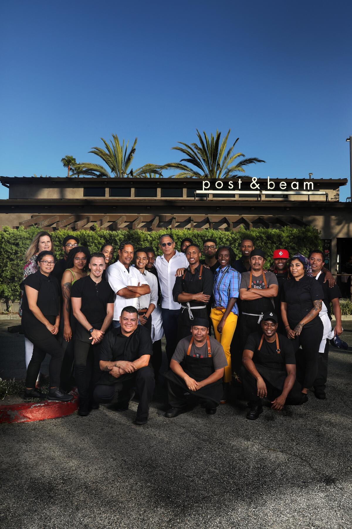 Group shot of the staff at Post & Beam restaurant in Baldwin Hills.