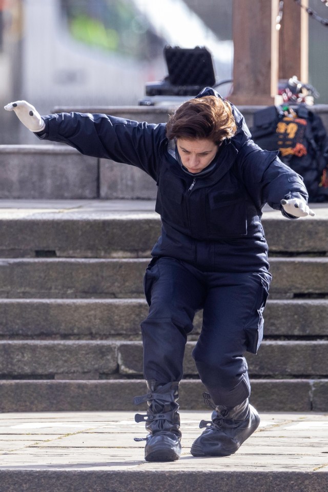 Vicky McClure filming explosion scenes for Trigger Point.