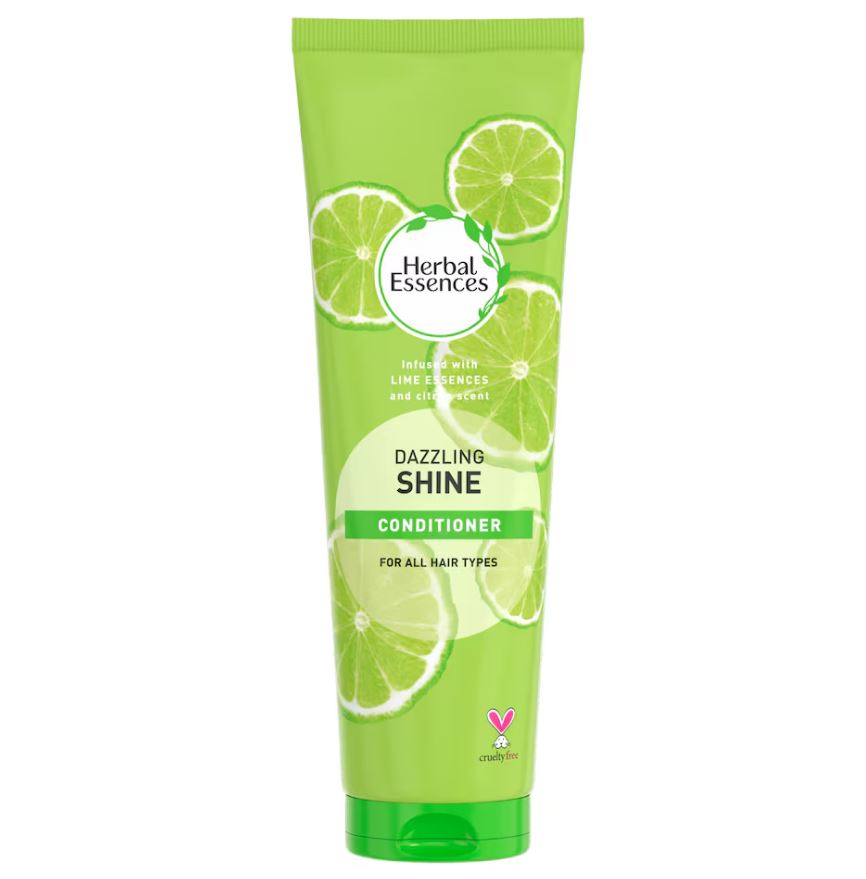 Herbal Essences Dazzling Shine conditioner tube, lime and citrus scent.