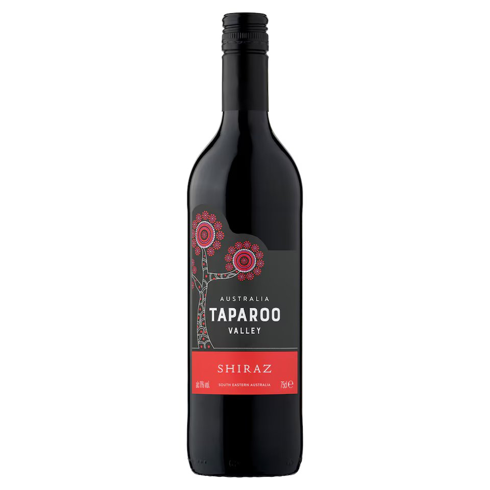 Bottle of Taparoo Valley Shiraz wine.