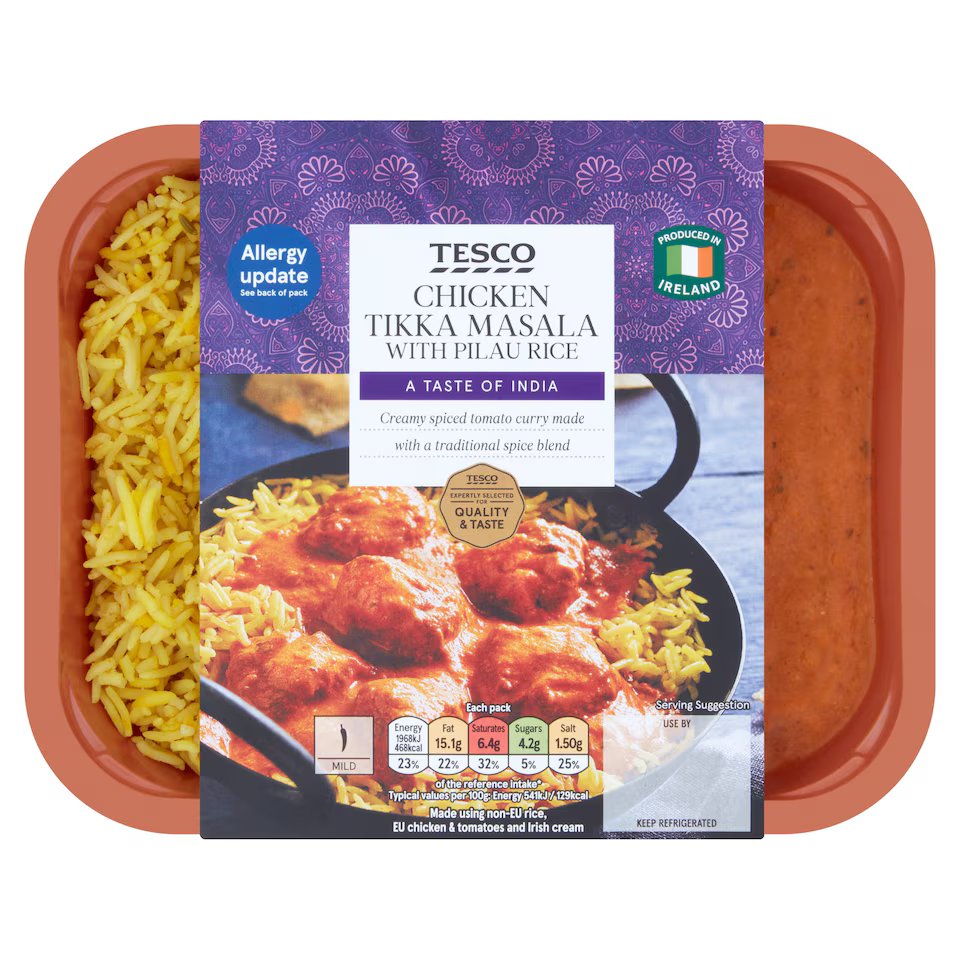 Tesco Chicken Tikka Masala with Pilau Rice ready meal.