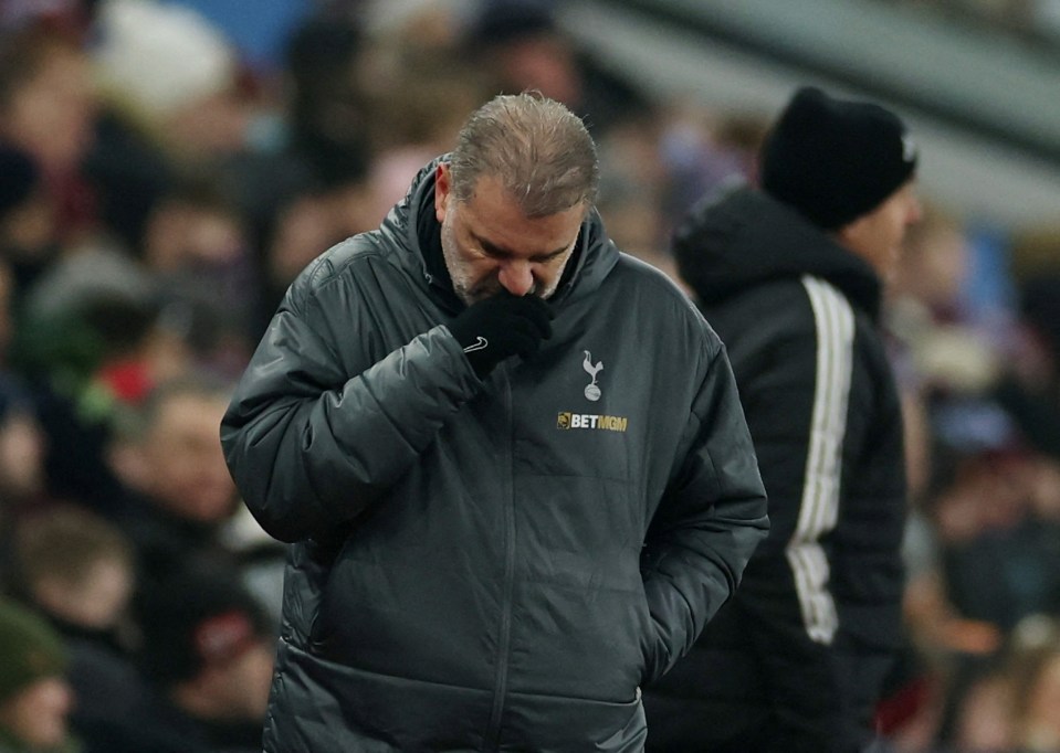 Ange Postecoglou, Tottenham Hotspur manager, looking down.