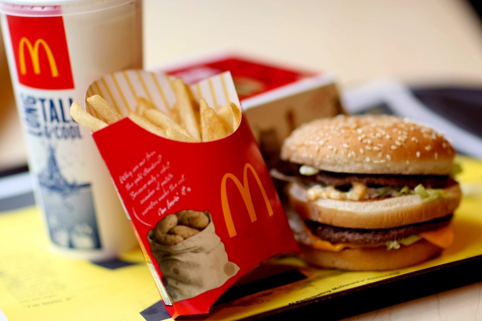 McDonald's Big Mac meal with fries and drink.