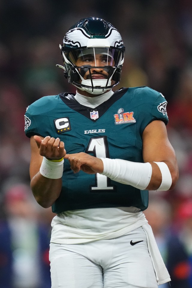 Jalen Hurts, Philadelphia Eagles quarterback, at Super Bowl LIX.