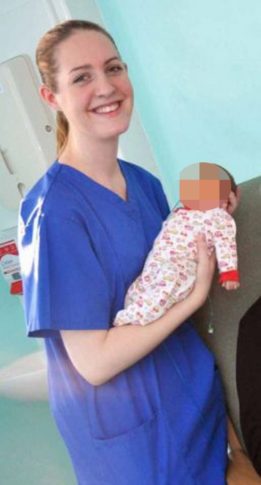 Nurse Lucy Letby holding a baby.