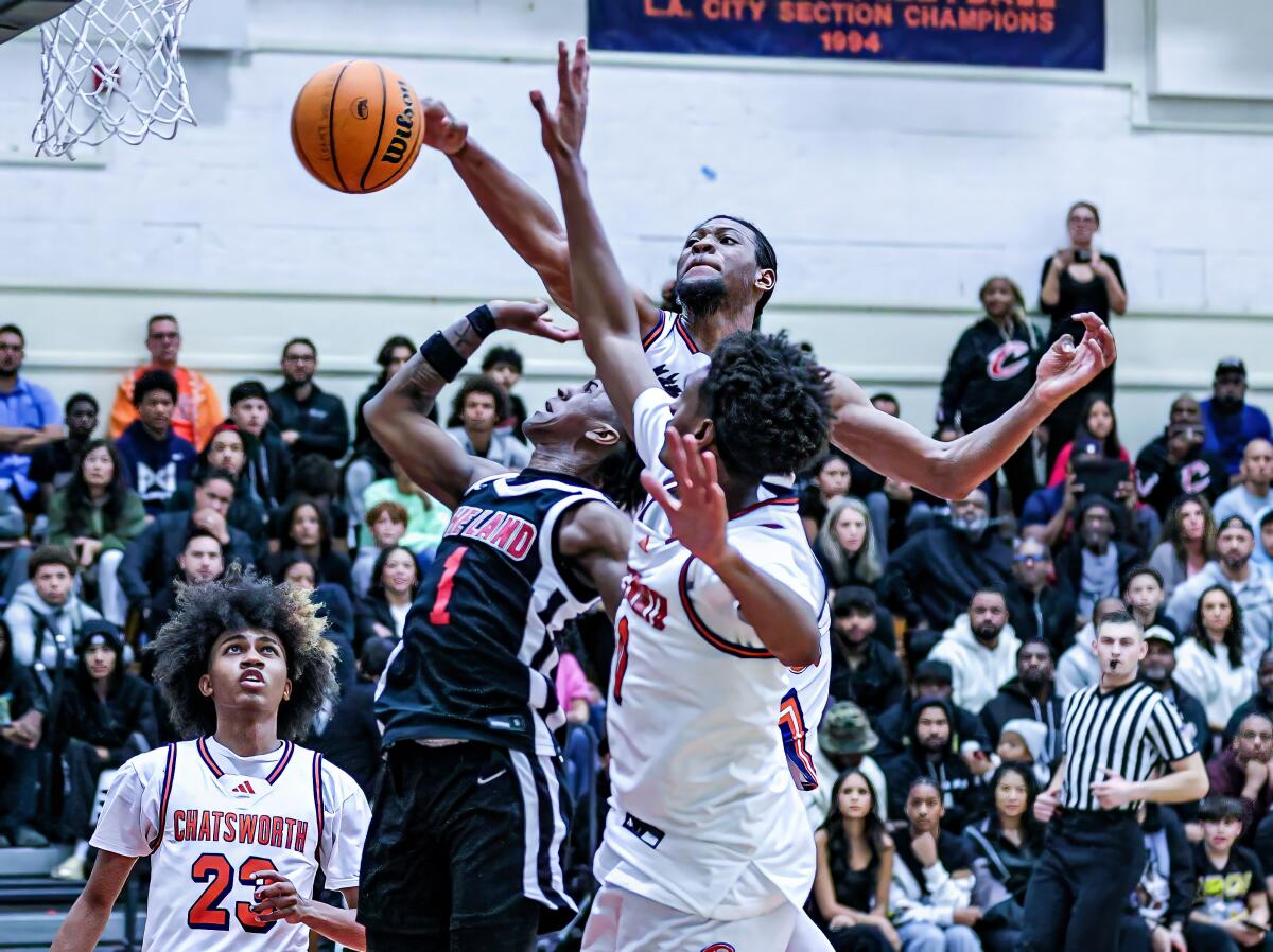 Taj Unuakhalu of Chatsworth kept blocking shots against Cleveland.