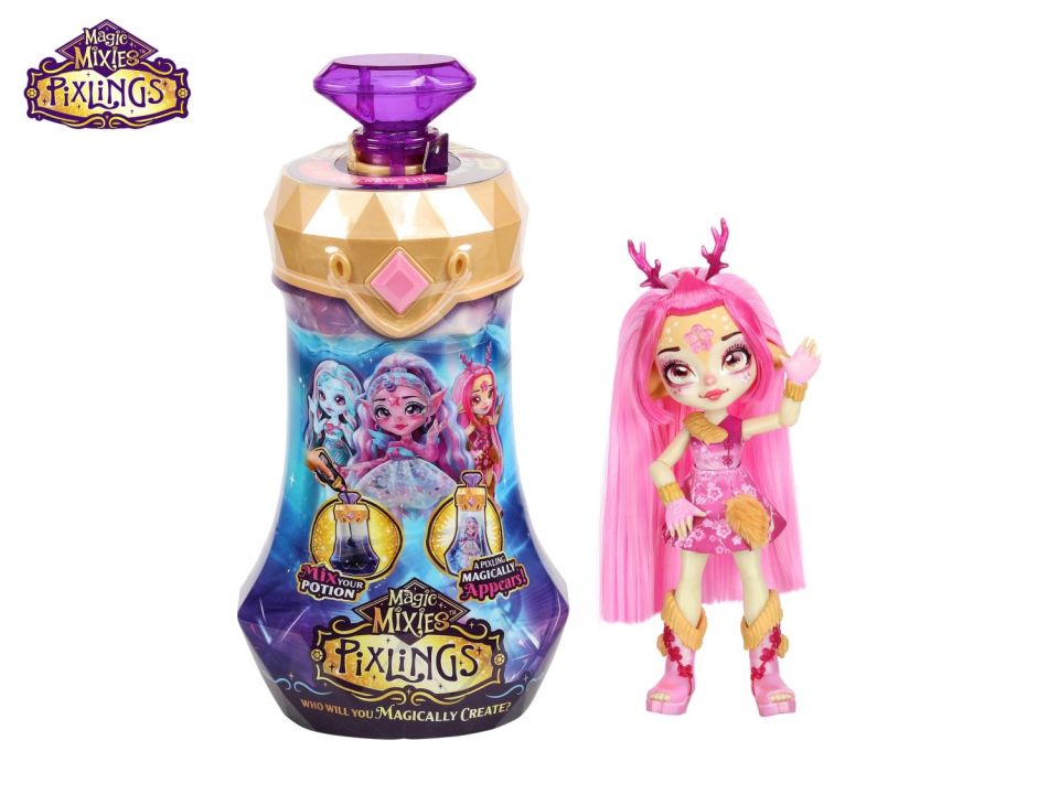 Magic Mixies Pixlings doll and potion bottle.