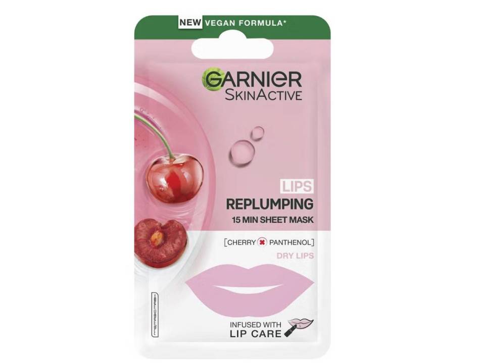 Garnier SkinActive Replumping 15-minute lip sheet mask.