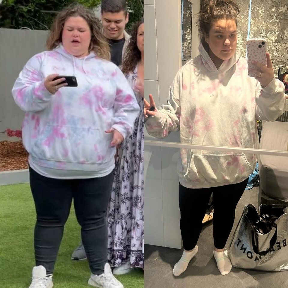 Before and after photos of Amy Tapper's weight loss.