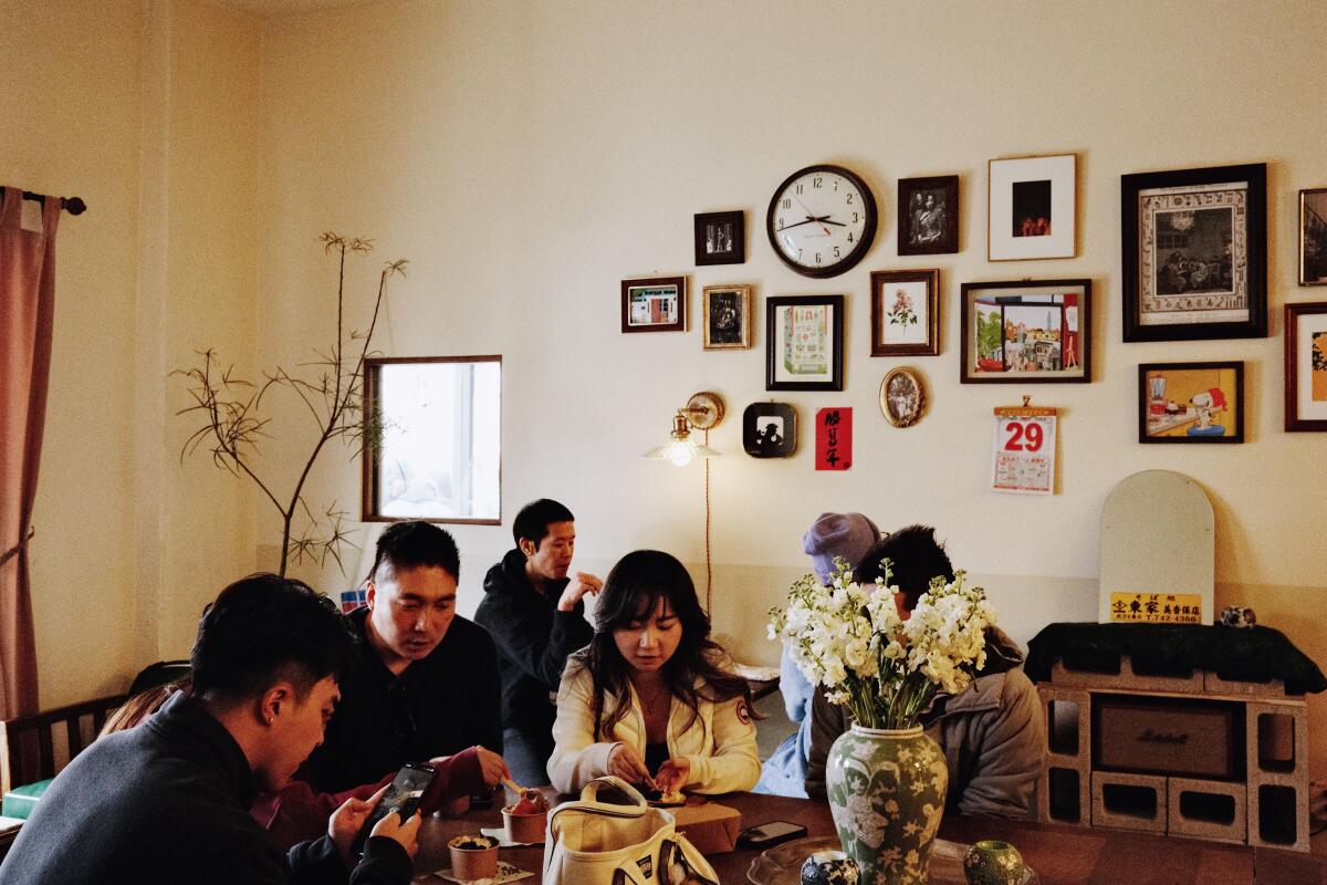 Diners enjoy ice cream in Liu's Cafe Creamery in Koreatown.