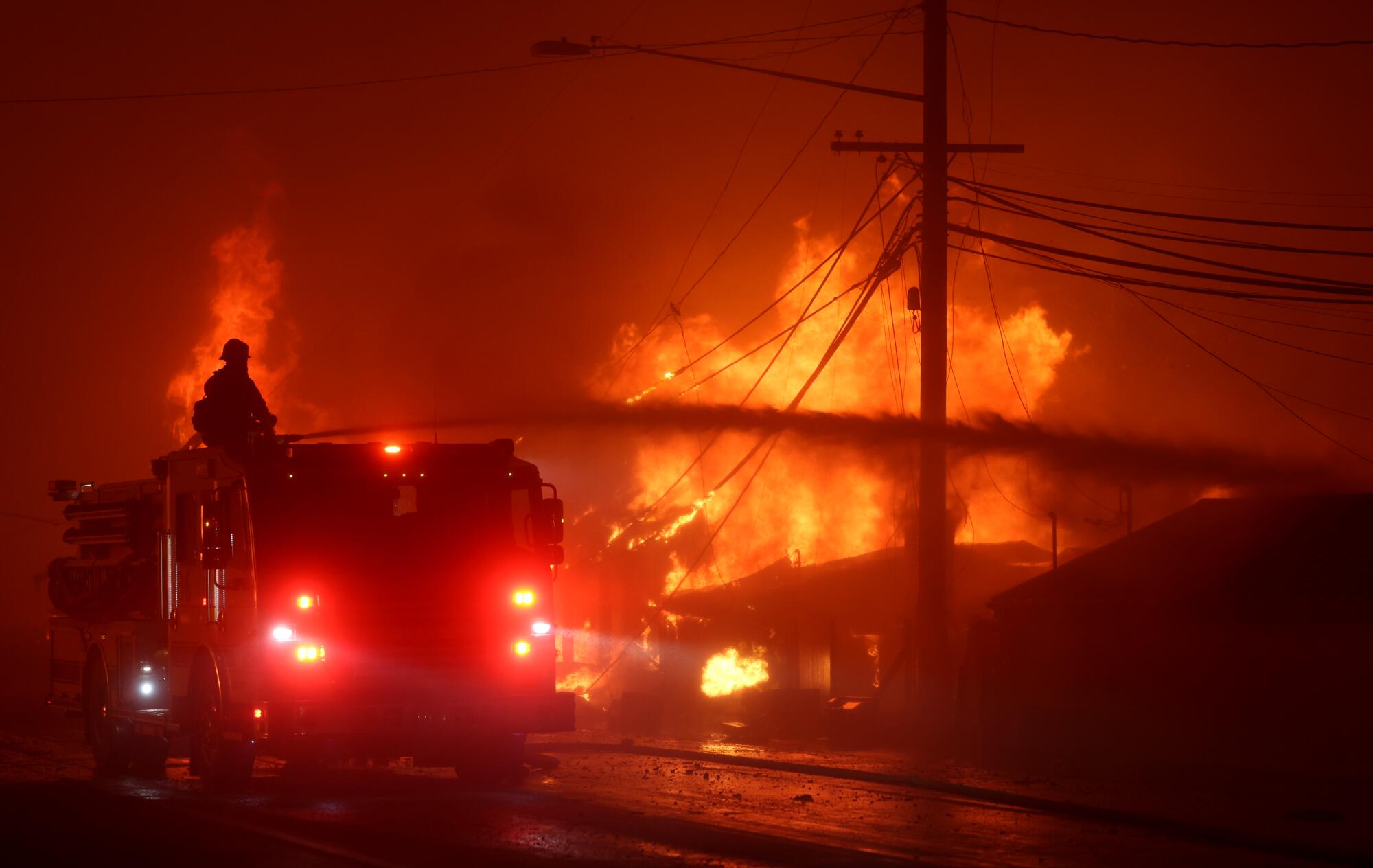 A house on fire in Malibu.