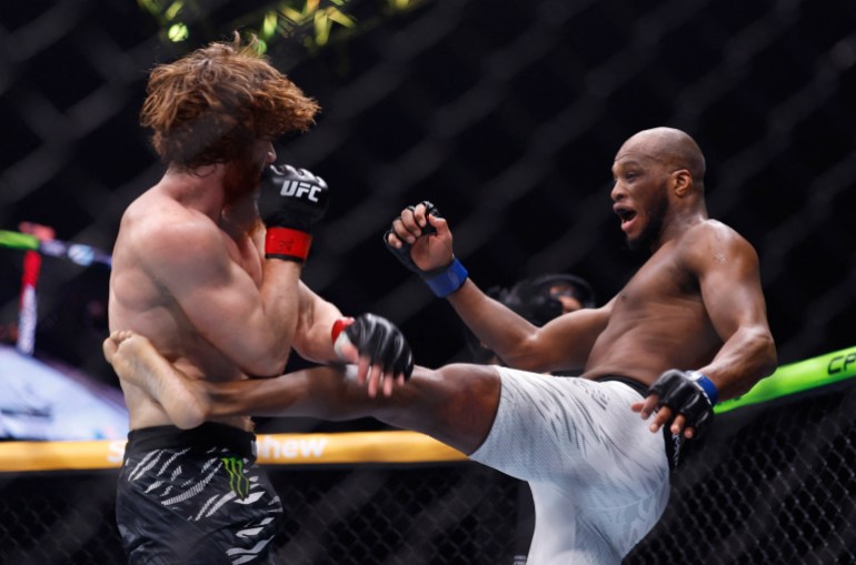 MMA - UFC Fight Night - Israel Adesanya v Nassourdine Imavov - anb Arena, Riyadh, Saudi Arabia - February 1, 2025 Sharaputdin Magomedov in action during his fight against Michael Page REUTERS/Hamad I Mohammed