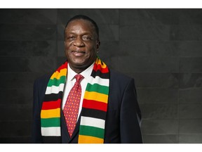 Emmerson Mnangagwa, Zimbabwe's president, poses for a photograph following a Bloomberg Television interview on the opening day of the 28th World Economic Forum (WEF) on Africa in Cape Town, South Africa, on Wednesday, Sept. 4, 2019. The World Economic Forum on Africa meeting runs from 4-6 September. Photographer: Waldo Swiegers/Bloomberg