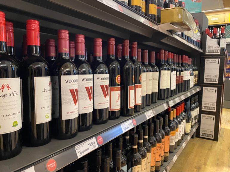 California red wine on sale at a liquor store in Montreal, Quebec, Canada, on February 3, 2025