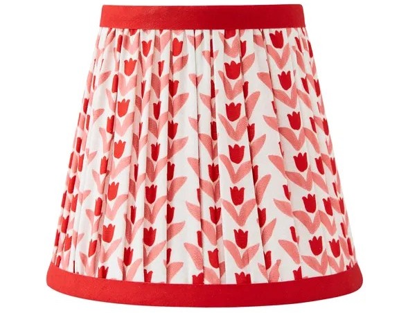 Lampshade with red tulip pattern.