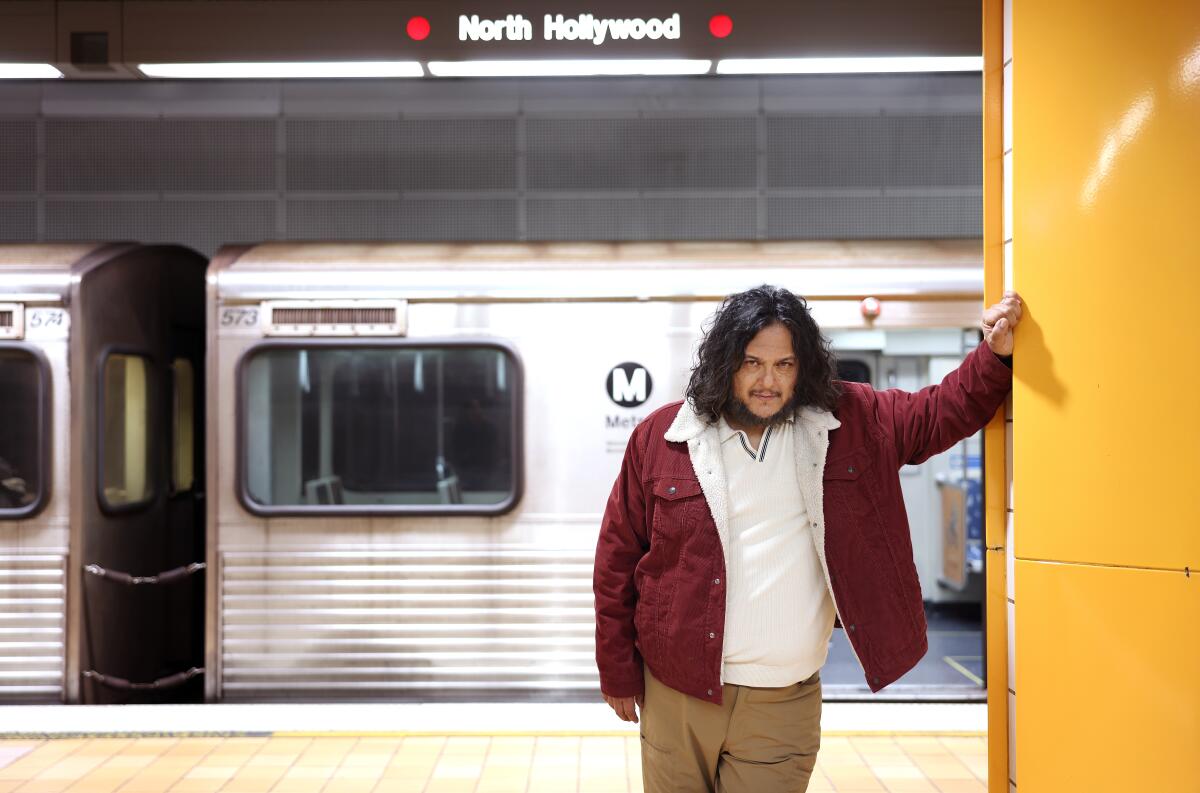 Felipe Esparza at an L.A. Metro station in North Hollywood 