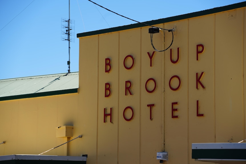  a sign that read boyup brook hotel